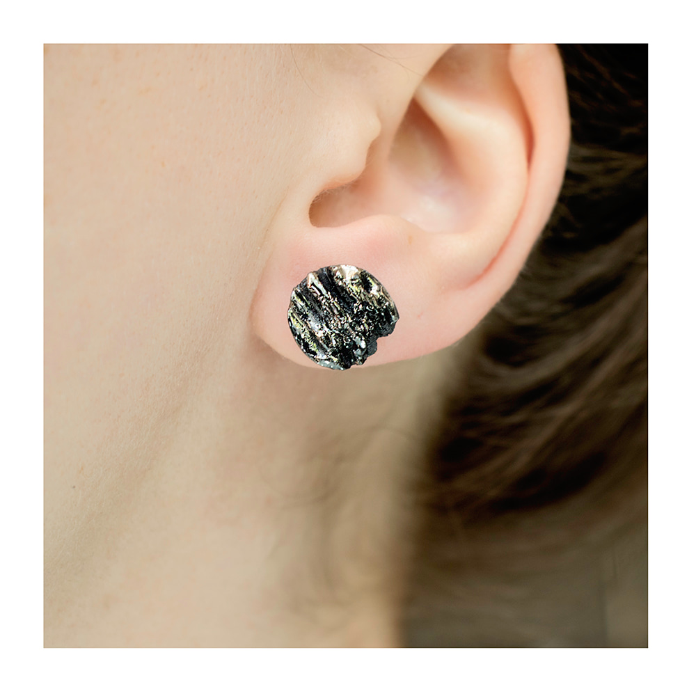 Black porcelain earrings “Silver glacier” | Porcelain Jewelry by MOceramics