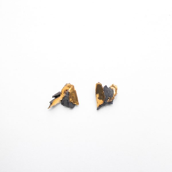 Black porcelain earrings "Graphite No. 7"