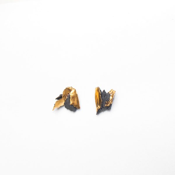 Black porcelain earrings "Graphite No. 7" - Image 2