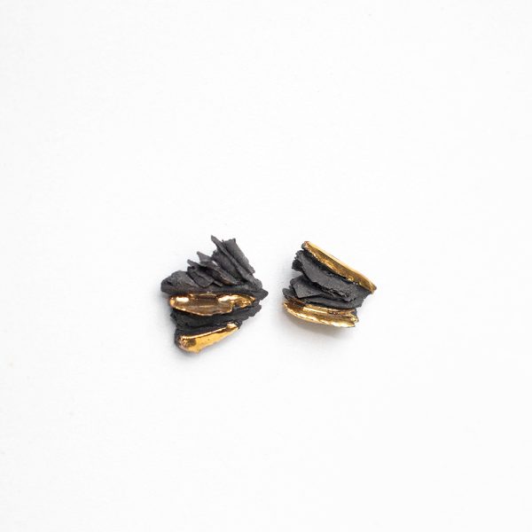 Black porcelain earrings "Graphite No. 10" - Image 2