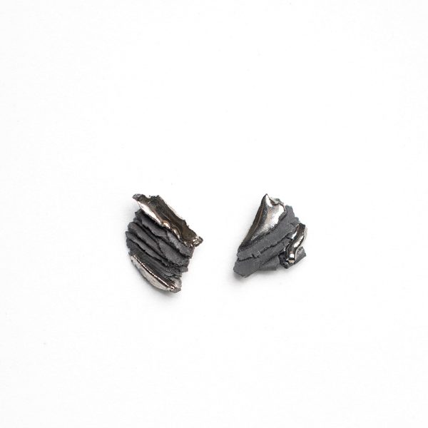 Black porcelain earrings "Graphite No. 11" - Image 2