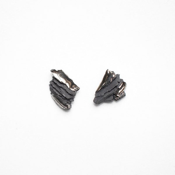 Black porcelain earrings "Graphite No. 11" - Image 3