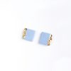 Sky blue porcelain square stud earrings decorated with gold "Sky & sand"