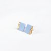 Sky blue porcelain square stud earrings decorated with gold "Sky & sand" - Image 2