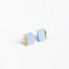Sky blue porcelain square stud earrings decorated with gold "Sky & sand" - Image 3