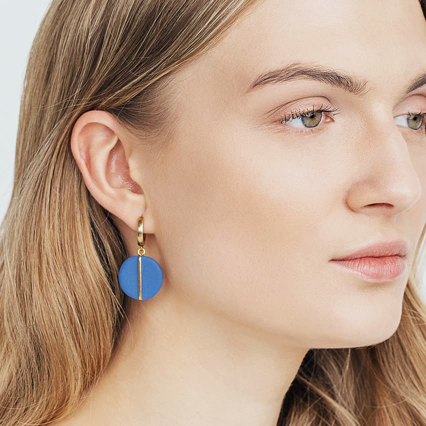 Julia's Sweet Oval Drop Earrings in Peacock Blue