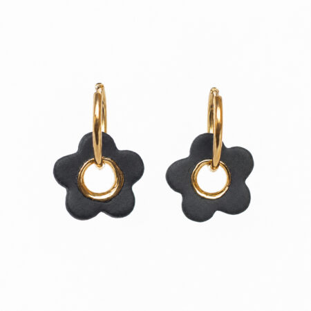 Flower power black dangle earrings
