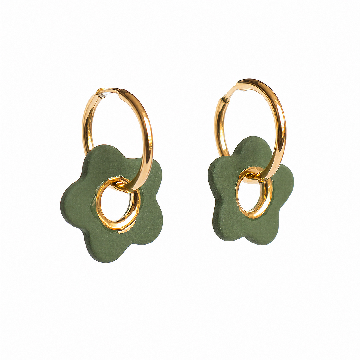 Flower power green dangle earrings - Image 2