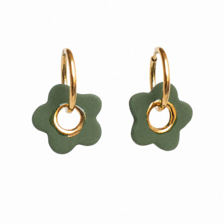 Flower power green dangle earrings